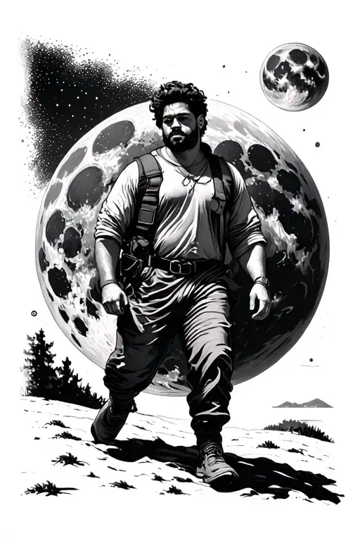 A Man To Try Be Hard Working And Still Want To Be Rich And He Walking To The Moon