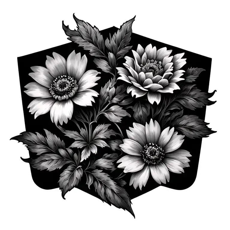 Large Flowers Traveling Over And Up Back