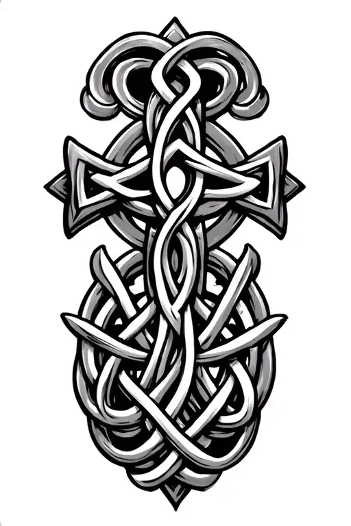 Celtic Knot Cross Mixed With Irish Mythology
