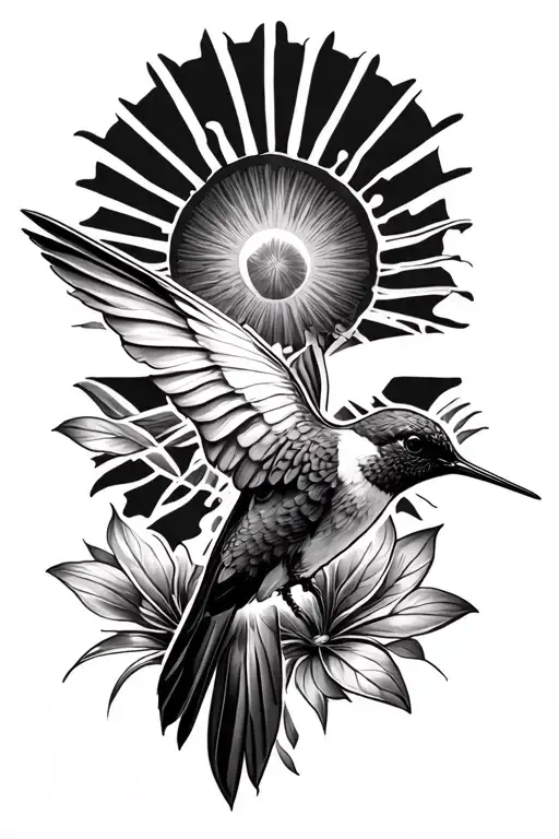 Hummingbird With Sun Rays