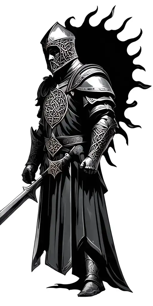 Irish Knight Surround By Celtic Knots