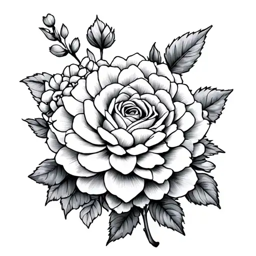 Chrysanthemum And Roses Intertwined