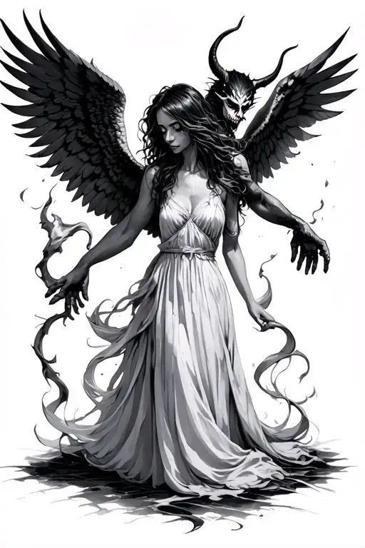 The Girl Whose Angel And Demon Are Fighting Overhead