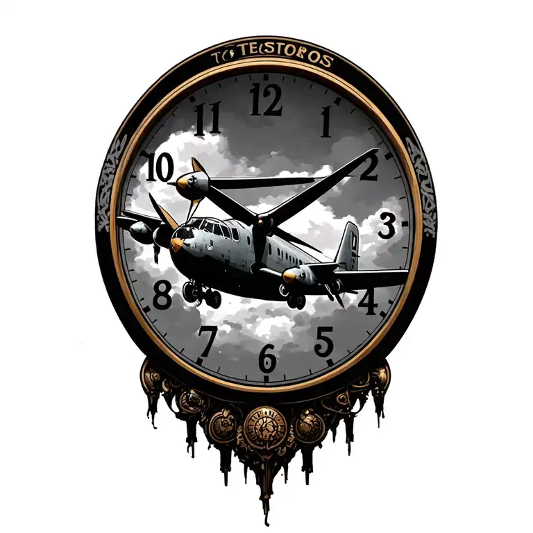 Lancaster Bomber And Clock Hands Pointing