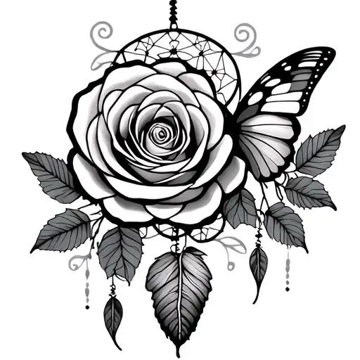 Dreamcatcher Rose And Butterfly
