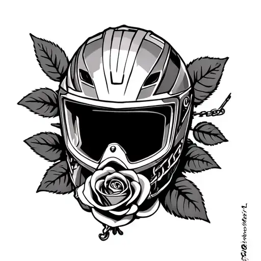 Off-road Motorbike Helmet Chain And Rose Intertwined