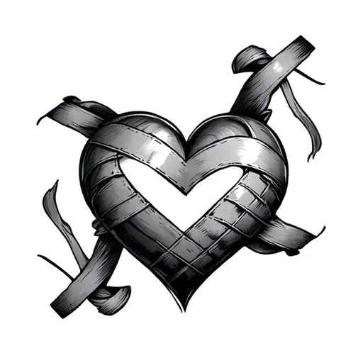 Heart Surrounded With Bandage Lines