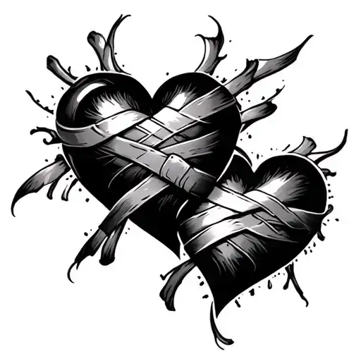 Heart Surrounded With Bandage Lines