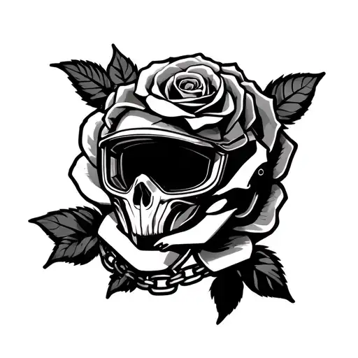 Long Off-road Motorbike Helmet Chain And Rose Intertwined