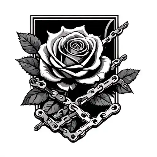 Realistic Off-road Bike With A Rose And Motorbike Chain