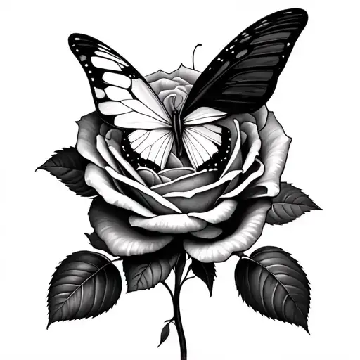 Roses With A White Butterfly Inside Of It