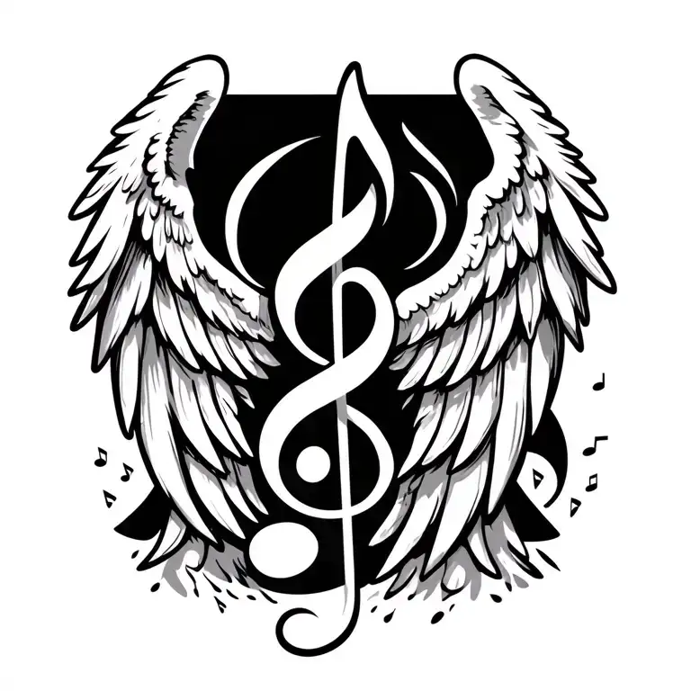 Angel Wings Music Note Intertwined