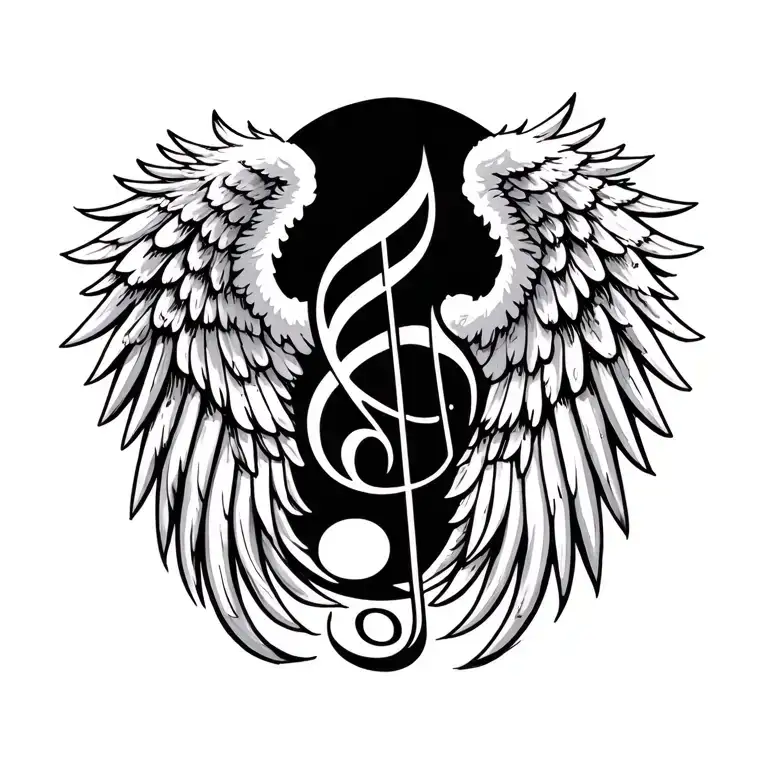 Angel Wings Music Note Intertwined