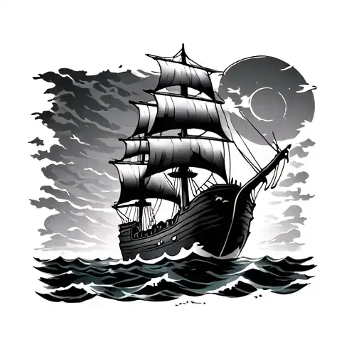 One Piece Pirate Ship Sailing On Arm With Sun