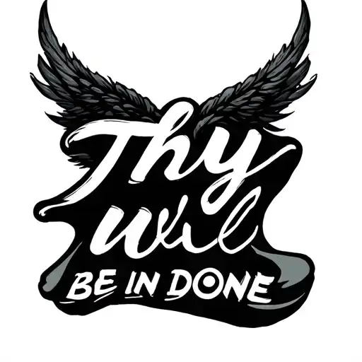 Thy Will Be Done In Cursive With Shading Around It