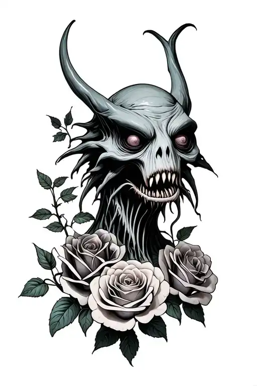Skinny Monster With Roses Growing