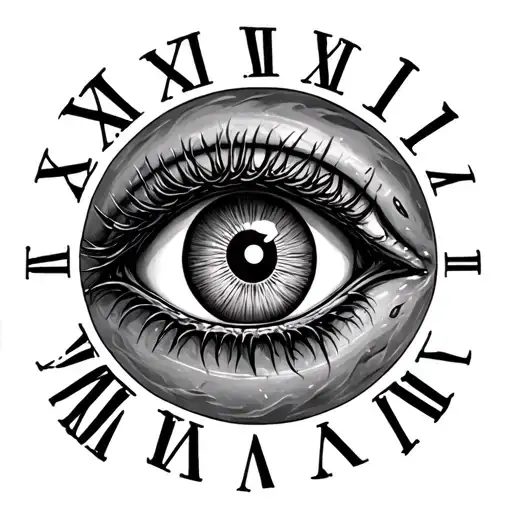 Jurassic Eye With Roman Numerals