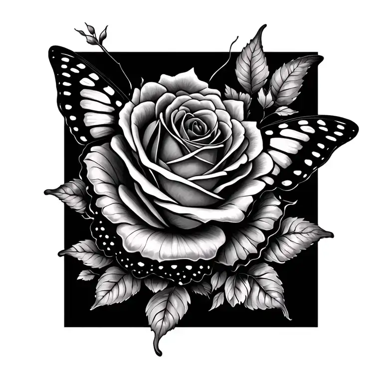 Butterfly And Rose Intertwined