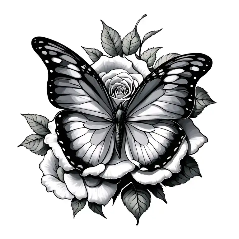 Butterfly And Rose Wrapped