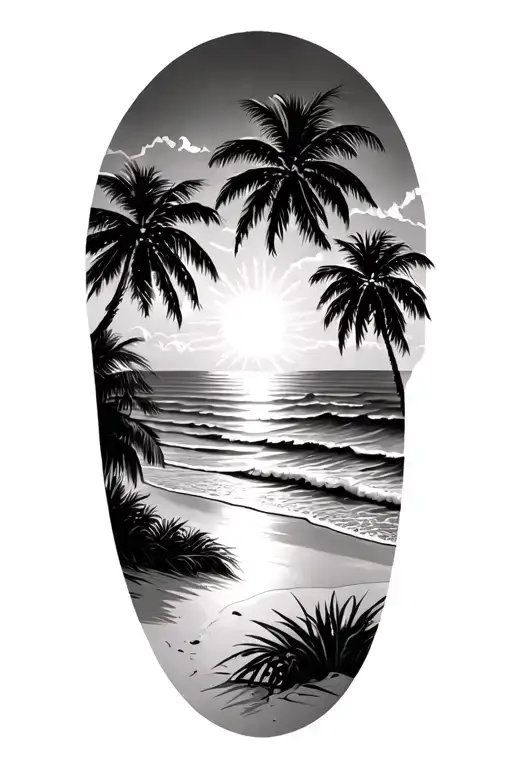 Beach Scene With Palm Trees Using The Godsmack Sun