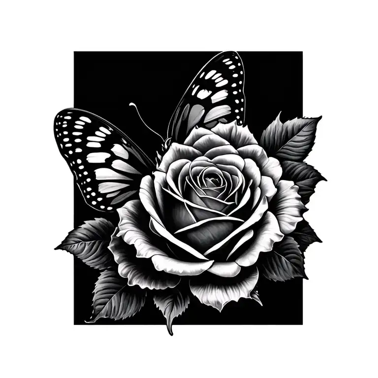 Half Butterfly And Rose