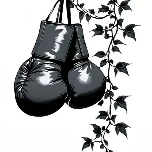 Boxing Gloves Hanging Black Ivy Vines