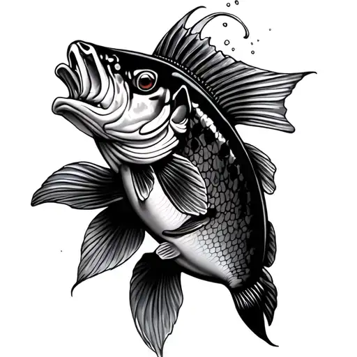 Large Mouth Bass As A Japanese Koi Fish Jumping