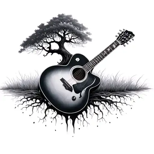 Guitar Merging Into Tree