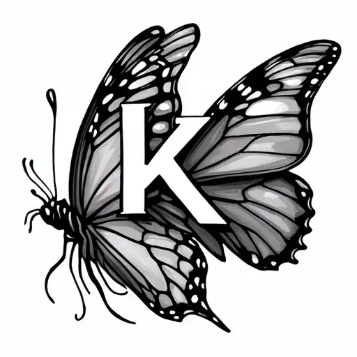 Butterfly And One Side Is The Butterfly Other Side Is The Letter K