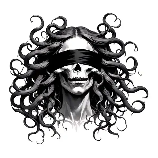 Medusa With Blind Death Blindfolded
