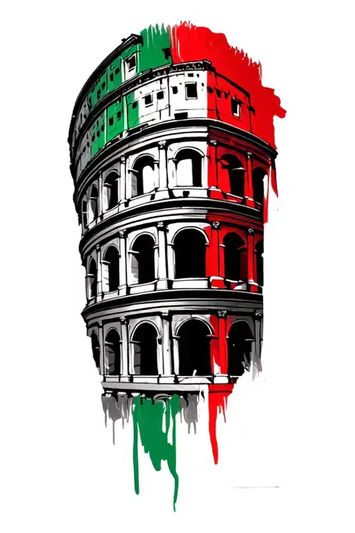 Coliseum Italian Flag Colours Calligraphy Style