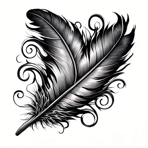 Feather With Scrollwork For Hand