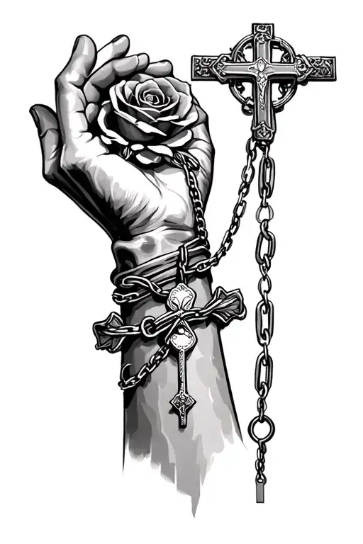 Rosary With Chains Around Forearm