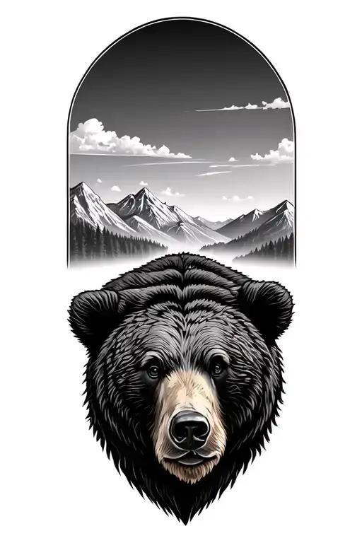Bear With Appalachian Mountains Behind It Tattoo idea