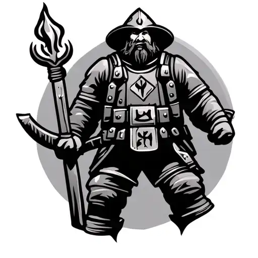 Runic Viking Firefighter Pictogram Tattoo idea