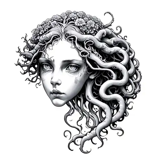 Medusa With A Tree Of Life On The Lint Of The Side Of The Meduse