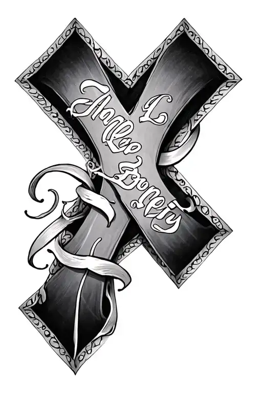Cross With 2 Names Intertwined