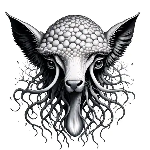 Animal Meduse With A Tree Of Life On The Lint Of The Side Of The Meduse