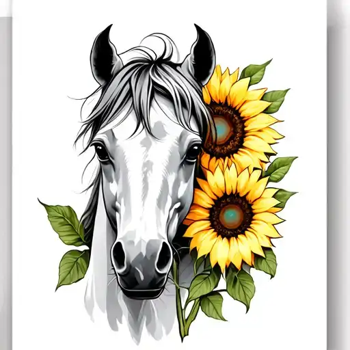 Horse And Sunflower Tattoo idea