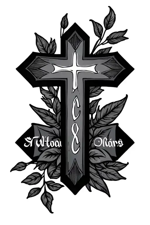 Cross Tattoo With 2 Names Inside