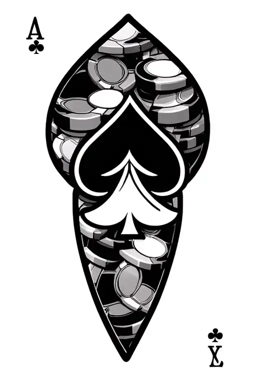 Card Ace Of Spades With Casino Chips Tattoo idea
