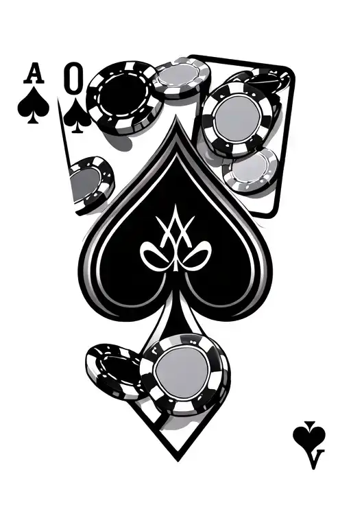 Card Ace Of Spades With Casino Chips Spilling Tattoo idea