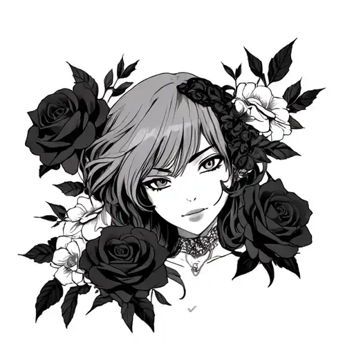 One Piece Nami With Some Roses Around