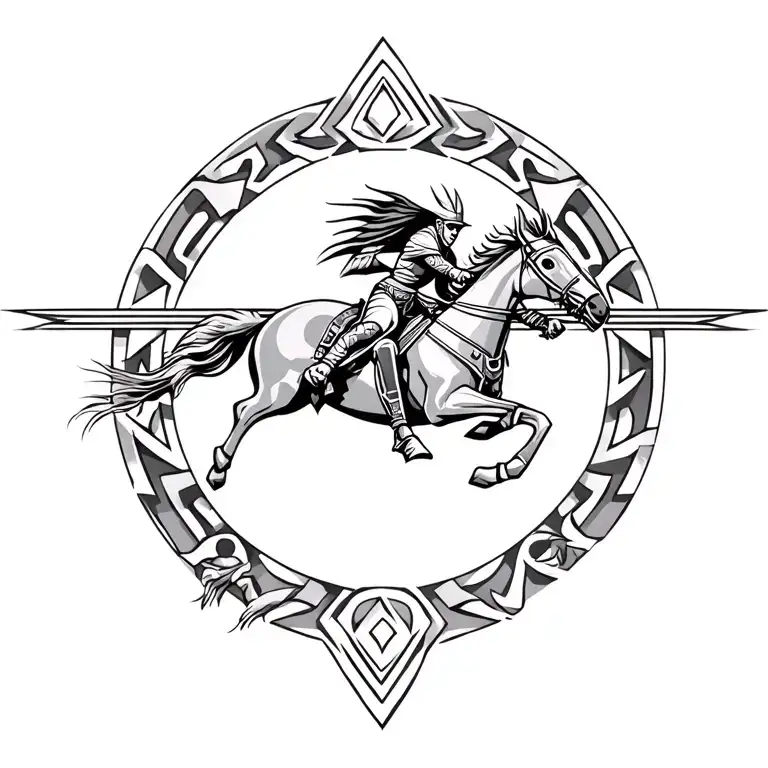 Aztek Warrior Symbol Riding To Victory