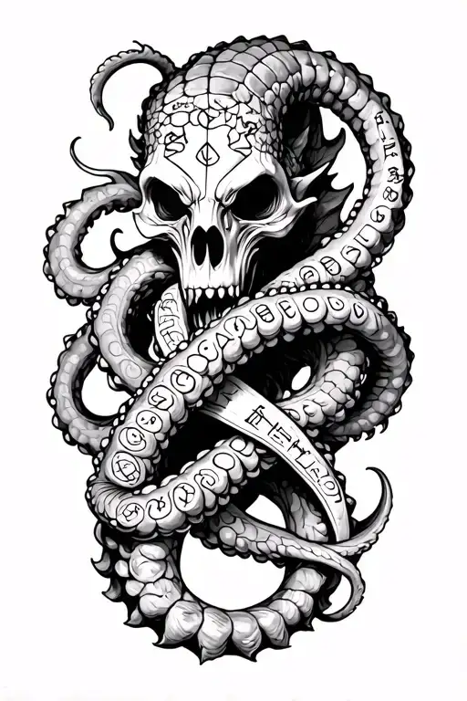 Father Dagon's Tentacles Spiraling Down My Forearm Wrapped Around Runes