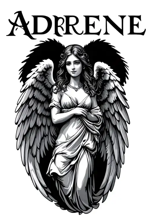 The Name Adrienne With Angel Wings