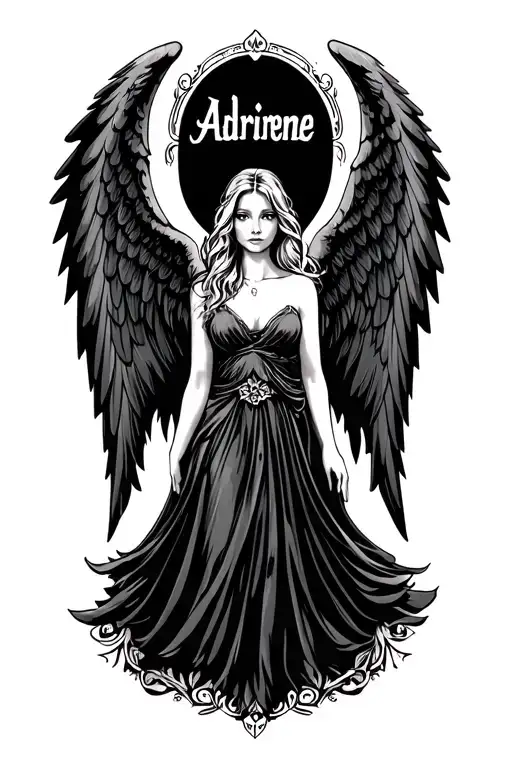 The Name Adrienne With Angel Wings With No Women