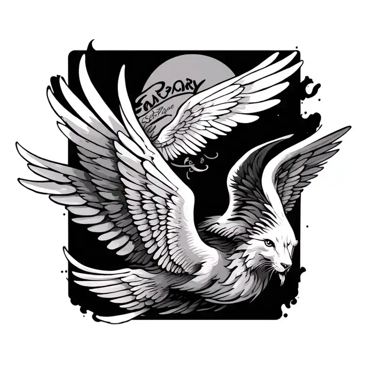 Tatto Name Safary With Wings Spread