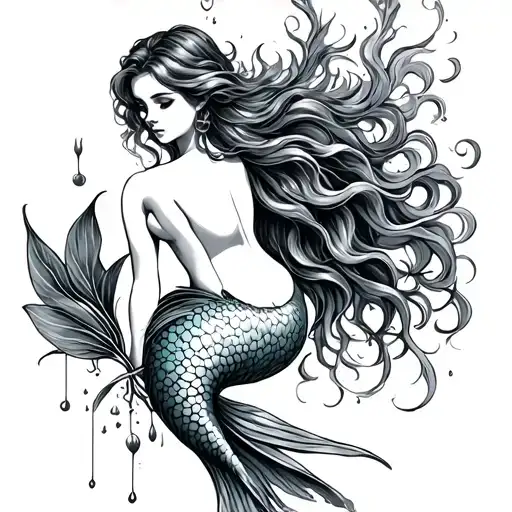Topless Mermaid Tattoo idea