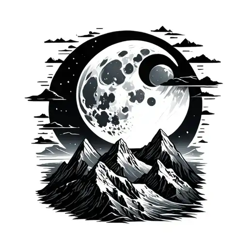 Moon And Mountains